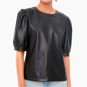 Vegan Leather Puff Sleeve Top